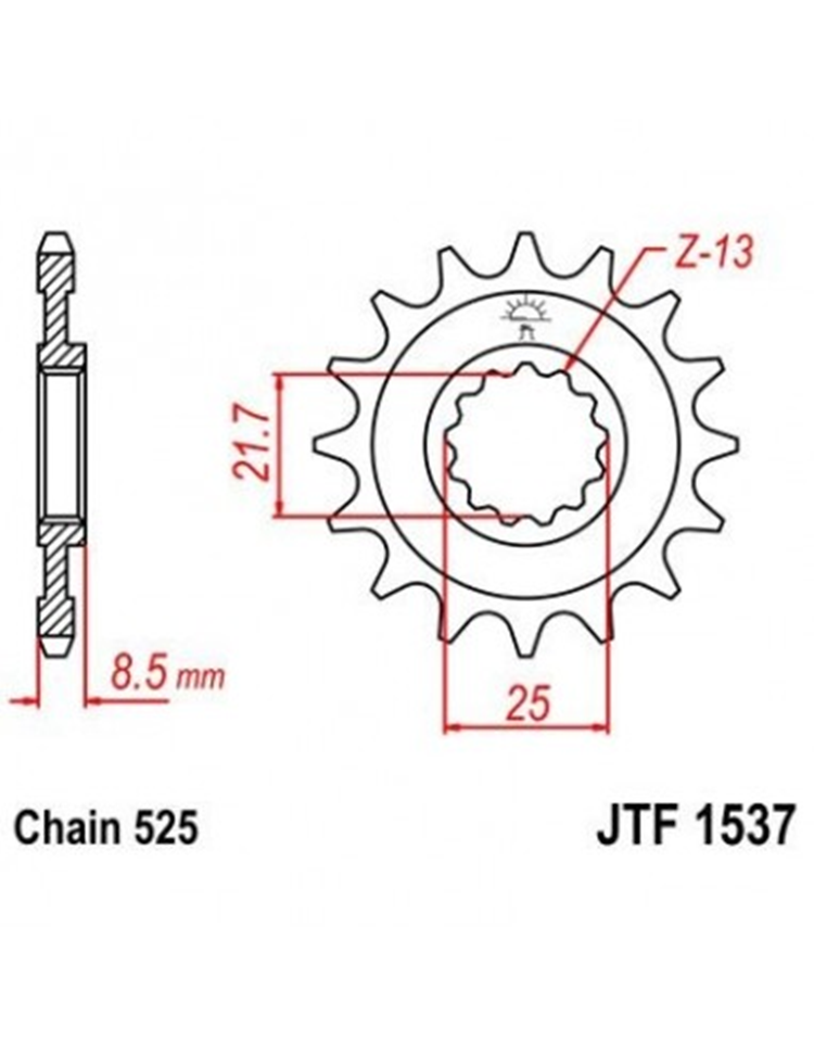 PION JT 1537 de acero con goma con 16 dientes